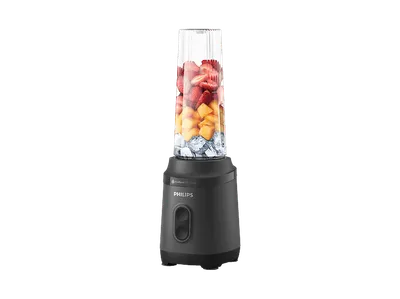 PHILIPS HR2670/00 Tragbarer Blend & Go-Trinkbecher, Standmixer Schwarz (350 Watt, 0.6 l effektives Volumen (max. 0.8 l) )