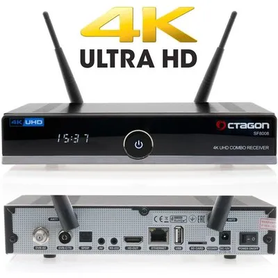 OCTAGON SF8008 4K UHD 2160p H.265 HEVC E2 Linux Dual Wifi DVB-S2X & T2C Combo Receiver