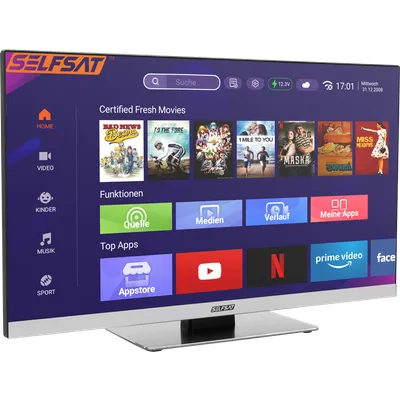 SELFSAT SMART LED TV 1255 (55cm/22") rahmenloser TV inkl. DVB-S2/C/T2 HD Tuner mit WLAN u. Bluetooth