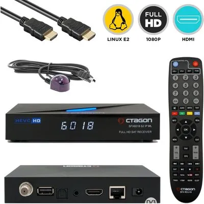 Octagon SFX6018 WL S2+IP Full HD Sat IP-Receiver (Linux E2 & Define OS, DVB-S2, 1080p, HDMI, WiFi)
