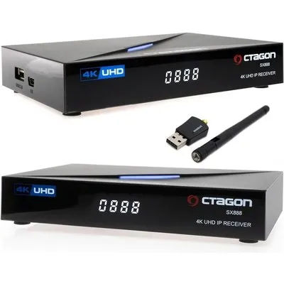 OCTAGON SX888 4K ULTRA HD IP HDMI USB H.265 Stalker Multistream IPTV Receiver + 600 Mbit/s WLAN