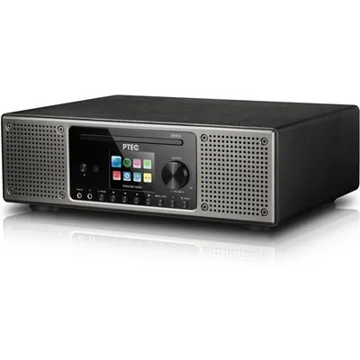 P TEC Pilatus II Anthrazit-Schwarz - DAB+/UKW/Internet Stereo-Radio mit CD-Player in Lederoptik