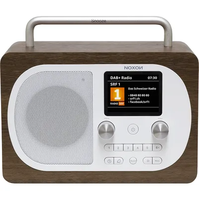 Noxon Eiger - Walnuss - DAB+ und UKW-Radio, Bluetooth, Kopfhöreranschluss, Akkubetrieb möglich