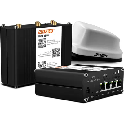 SELFSAT MWR 4540 4G Cat 6 WLAN Router bis 300 Mbps inkl. SELFSAT 5G Antenne weiß