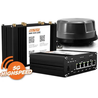 SELFSAT MWR 5540 eSIM 5G Cat 12 WLAN Router bis 2,6 Gbps inkl. Panorama Antenne schwarz