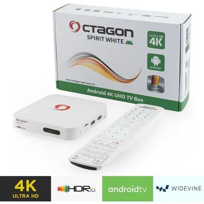 Octagon SPIRIT White Edition 4K UHD Android 11 IP-Receiver HDR10+, Widevine L1, Dual-WiFi, LAN, BT