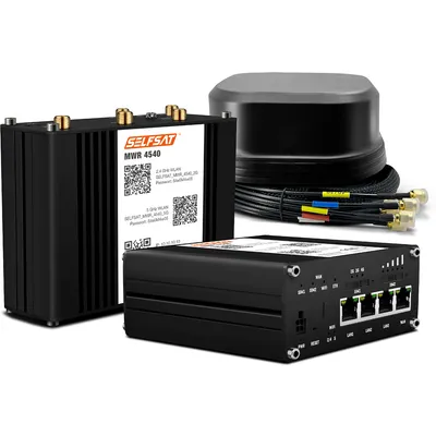 SELFSAT MWR 4540 4G Cat 6 WLAN Router bis 300 Mbps inkl. SATCO 5G Antenne schwarz