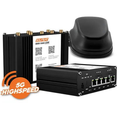 SELFSAT MWR 5560 eSIM 5G Cat 19 WLAN Router bis 3,4 Gbps inkl. SELFSAT 5G Antenne schwarz