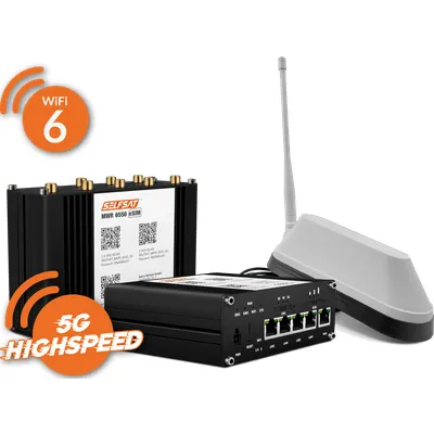 SELFSAT MWR 6550 eSIM 5G Cat 19 WiFi 6 WLAN Router bis 3,4 Gbps inkl. SHARK 5G Antenne weiß