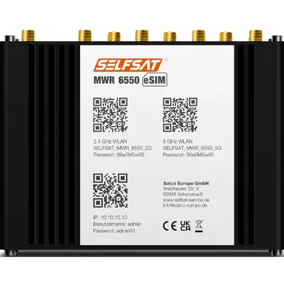 SELFSAT MWR 6550 eSIM - 5G Cat 19 WiFi 6 WLAN Router mit GPS und bis zu 3,4 Gbit/s