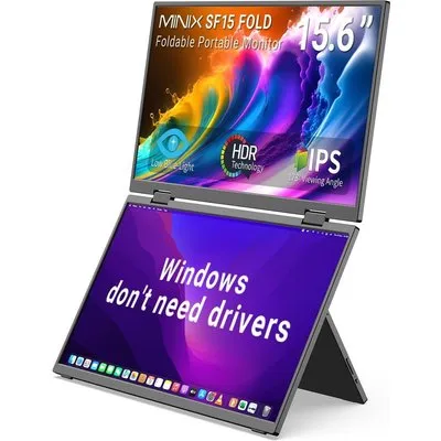 MINIX SF15 Fold Dual 15.6" Dual faltbarer Portable Monitor, 1920 x 1080p, 60 Hz, USB-C, 2x HDMI Mini