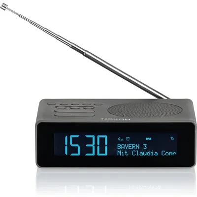 Noxon Gotthard Schwarz DAB+, UKW Uhrenradio mit grossem LC-Display, Wecker, Snooze,