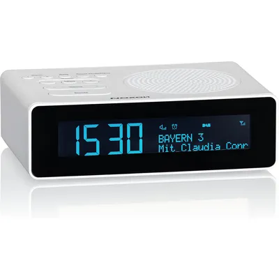Noxon Gotthard Weiss DAB+, UKW Uhrenradio mit grossem LC-Display, Wecker, Snooze,