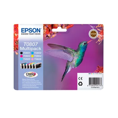 Epson T0807 Tintenpatronen 6er-Pack 6x Farben Für Kompatibilität, siehe Artikel-Beschreibung // Claria Photographic Ink