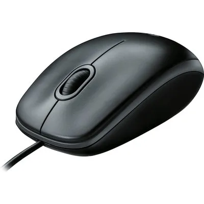 Logitech B100, Optische Maus mit USB-Anschluss, beidhändig verwendbar, schwarz