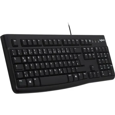 Logitech K120 Business Tastatur, kabelgebunden, USB, schwarz mit Spritzwasserschutz und nahezu geräuschlosem Anschlag, DE-Layout