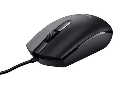TRUST Basi Optical Mouse, kabelgebunden, 1200 dpi, 3 Tasten, beidhändig verwendbar, schwarz