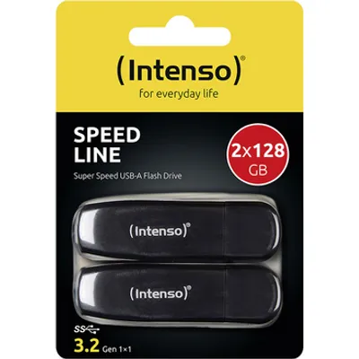 Intenso Speed Line Typ-A 128GB USB-Stick 2er Pack Mit Schutzkappe, bis zu 70 MB/s, USB 3.2 Gen 1x1