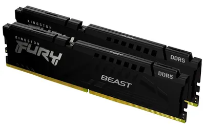Kingston FURY Beast Schwarz 64GB Kit (2x 32GB) DDR5-6000 EXPO DIMM Arbeitsspeicher, CL30-36-36, 1.4V