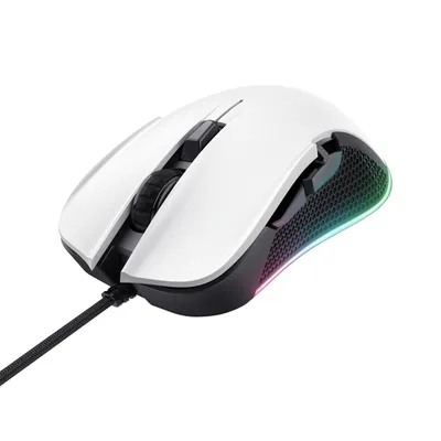 Trust Gaming GXT922W YBAR Gaming Maus Gaming-Maus mit 7200 dpi Auflösung und vollständiger RGB-LED-Beleuchtung, weiß