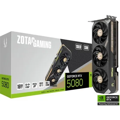 Zotac Gaming GeForce RTX 5080 SOLID Core - 16GB GDDR7, HDMI, 3x DP