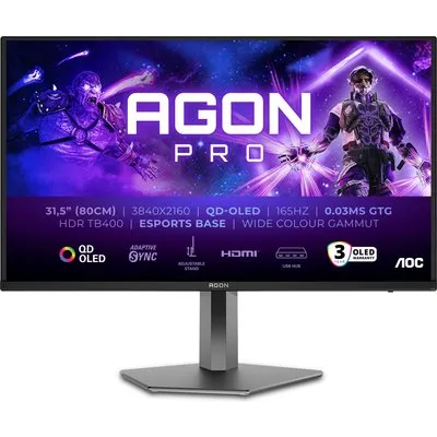AOC AG326UD OLED Gaming Monitor - 32 Zoll UHD OLED Gaming Monitor, 165 Hz, 0.03 ms, HDR400, FreeSync Prem. Pro, G-Sync comp. (3840x2160, 2x HDMI 2.1,