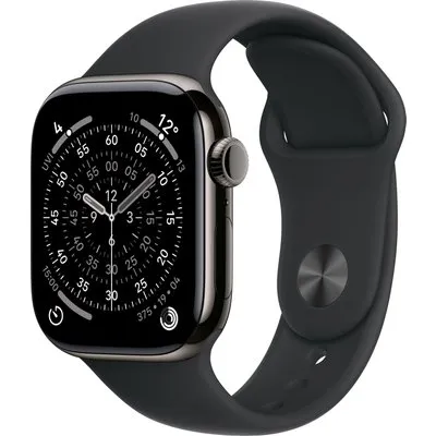Apple Watch Series 11 Cellular 42mm Schiefer Titan Gehäuse mit Schwarz Sport Band - M/L