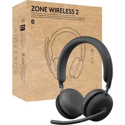 Logitech Zone Wireless 2 Headset UC-Version mit Empfänger, Schwarz