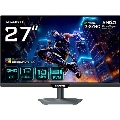 Gigabyte M27Q3 27 Zoll - Smart Gaming Monitor Fast IPS Panel, QHD 180 Hz, 1 ms, HDR 400, HDMI, DP, LAN