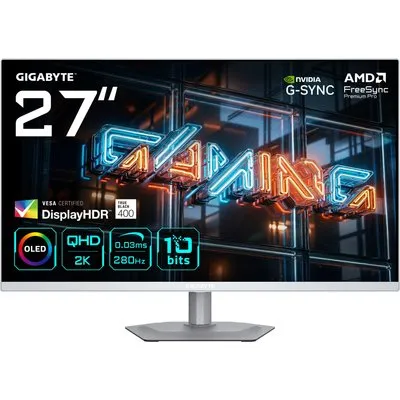 Gigabyte MO27Q2A ICE 27 Zoll - QD-OLED Gaming Monitor QD-OLED, QHD, 280 Hz, 0,03 ms GtG, 2x HDMI 2.1, DP, USB-C