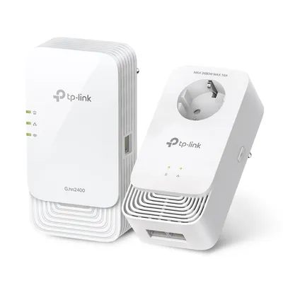 TP-link G.hn2400 Powerline WiFi 6 Kit G.hn MIMO, WiFi 6 (WLAN AX) bis zu 1.800 Mbit/s, Powerline bis zu 1.428 Mbit/s, Integrierte Steckdose