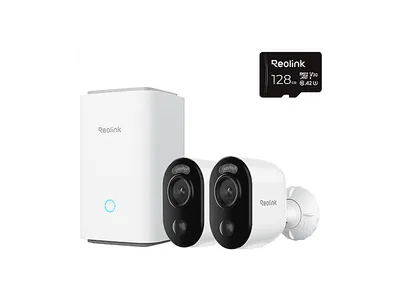 Reolink Argus Series B310 Kamera 2er Set mit Hub 3MP (2304x1296), WLAN, 6000 mAh Akku, IP65 Wetterschutz, Nachtsicht in Farbe