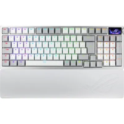 ASUS ROG Strix Azoth 96 HE White Gaming Tastatur - kabellose Gaming Tastatur mit magnetischen Switches und 8K-Polling-Rate