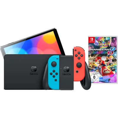 Nintendo Switch OLED Blau/Rot + Mario Kart 8 Deluxe