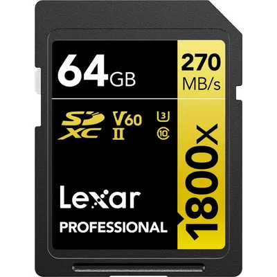 Lexar Professional SDXC 1800x GOLD 64GB 180 MB/s