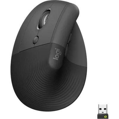 Logitech Lift Vertikale ergonomische Maus für Linkshänder Schwarz