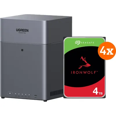 UGREEN NASync DH4300 Plus + Seagate Ironwolf 4 TB 4er-Pack