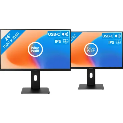 BlueBuilt 24 Zoll Full HD Monitor mit USB-C Doppelpack