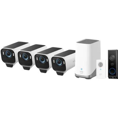 eufyCam S3 Pro 4er-Pack + Video Doorbell E340 + Chime