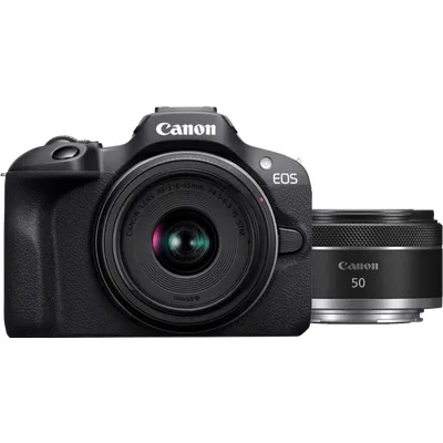 Canon EOS R100 Schwarz + RF-S 18-45mm f/4.5-6.3 IS STM + RF 50mm f/1.8 STM