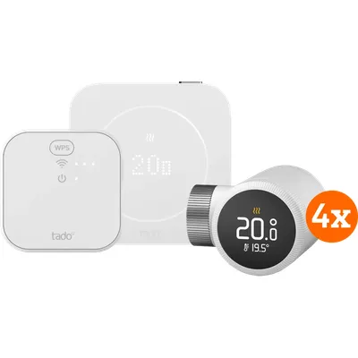 tado Kabelgebundenes Smart-Thermostat X Multiroom Starterset 2. Generation (4 Thermostatköpfe)