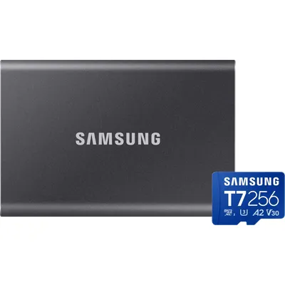 Samsung T7 Portable SSD 4TB Grau + Samsung microSDXC T7 256GB 170 MB/s