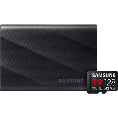 Samsung T9 Portable SSD 2TB Schwarz + Samsung microSDXC T9 128GB 200 MB/s