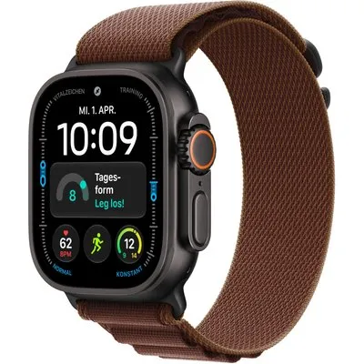 Apple Watch Ultra 4 Cellular 49mm Schwarz Titan Case Schwarz Titan Case Burgunder Alpine Loop - L