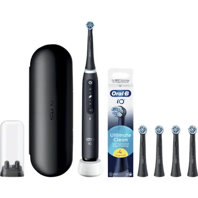 Oral-B iO 5N Schwarz + 4 Aufsteckbürsten für eine gründliche Reinigung
