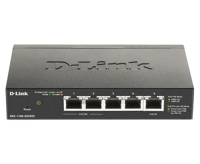 D-Link DGS-1100-05PDV2 Smart Managed Switch 5x Gigabit Ethernet (2x PoE, 8W)