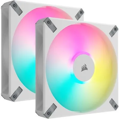 CORSAIR AF140 RGB ELITE weiß 2er-Pack | 140mm Gehäuselüfter inkl. iCUE Lighting Node CORE