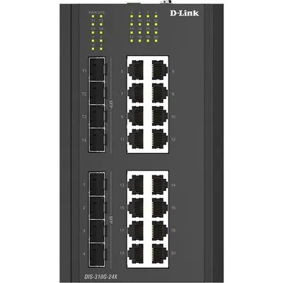 D-Link DIS-310G-24X Managed Switch 16x Gigabit Ethernet, 2x 1G SFP, 2x 10G SFP+, DIN-Schienenmontage, IP40