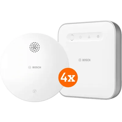 Bosch Kabelloser Rauchmelder 4er-Pack + Bosch Smart Home Controller