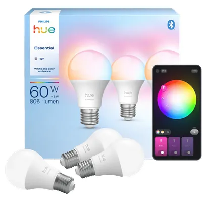 Philips Hue Essential A60 White & Color E27 3er-Pack